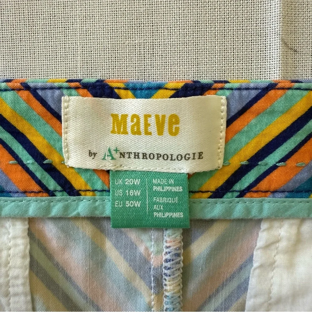 Anthropologie Maeve High Rise Relaxed Shorts Cotton Womens Size 16W Multicolor - Picture 8 of 11
